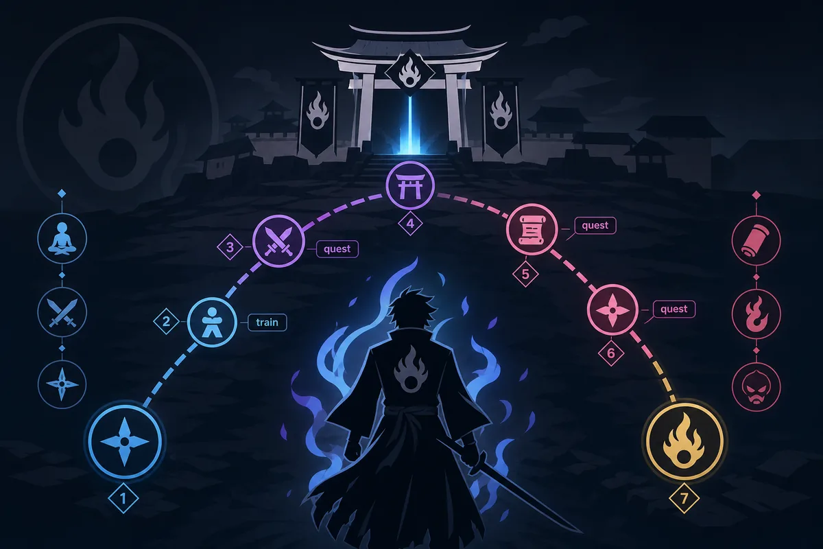 Editorial VV Ultimatum Soul Reaper guide illustration showing a non-official progression path toward Shikai
